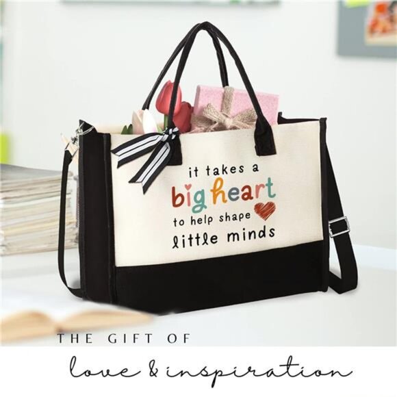 Women Tote Shoulder Gift Bag for Teachers Back to School Appreciation Bags - Picture 3 of 6